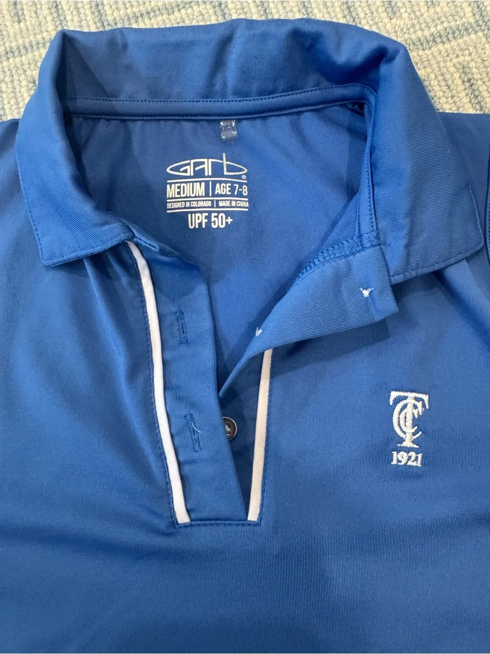Garb Blue Polo golf Shirt with White Trim